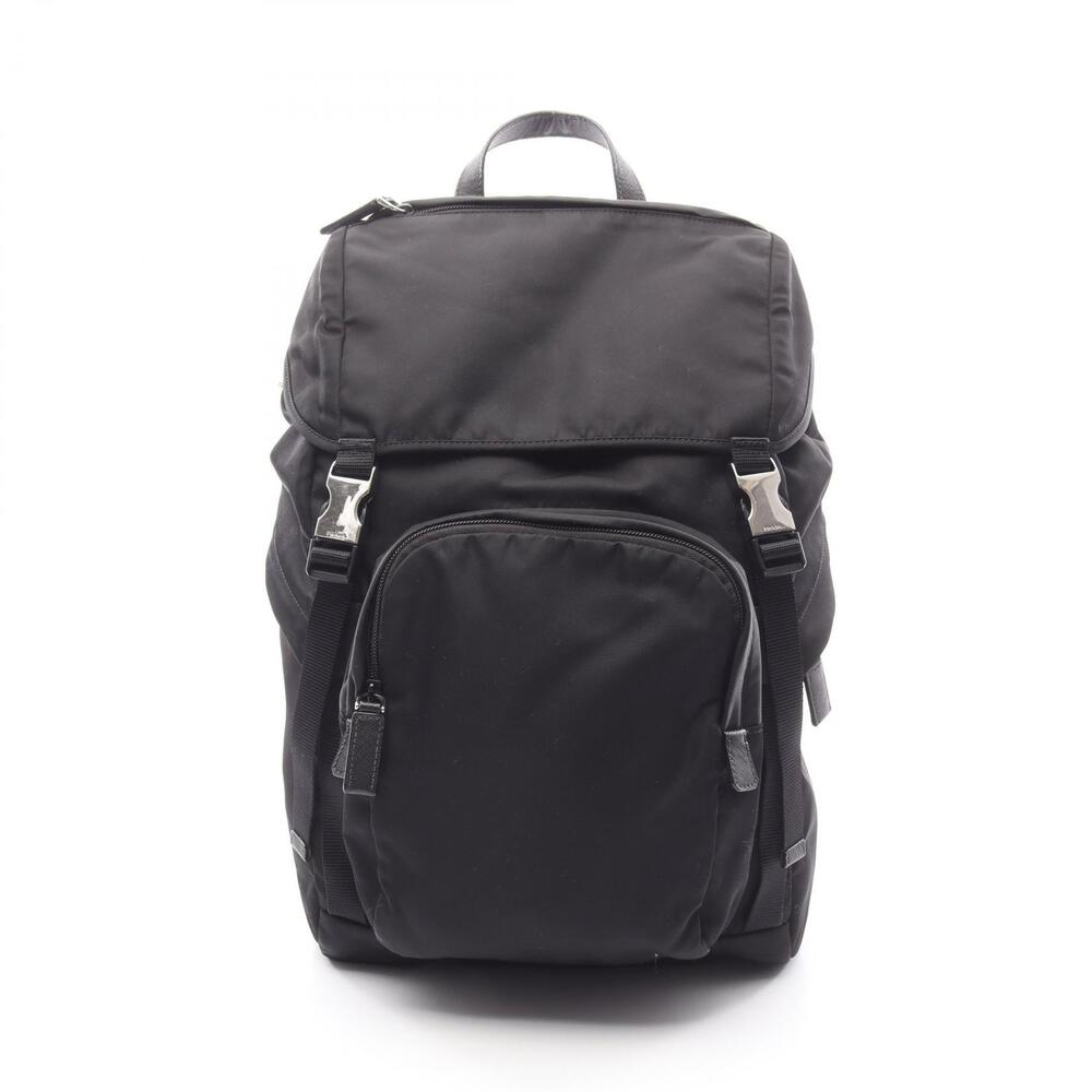 Prada Tessuto Montagn Backpack Nylon Saffiano Leather Black